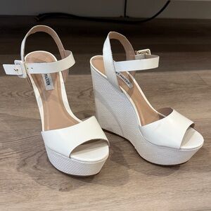 New Steve Madden White Platform Wedges